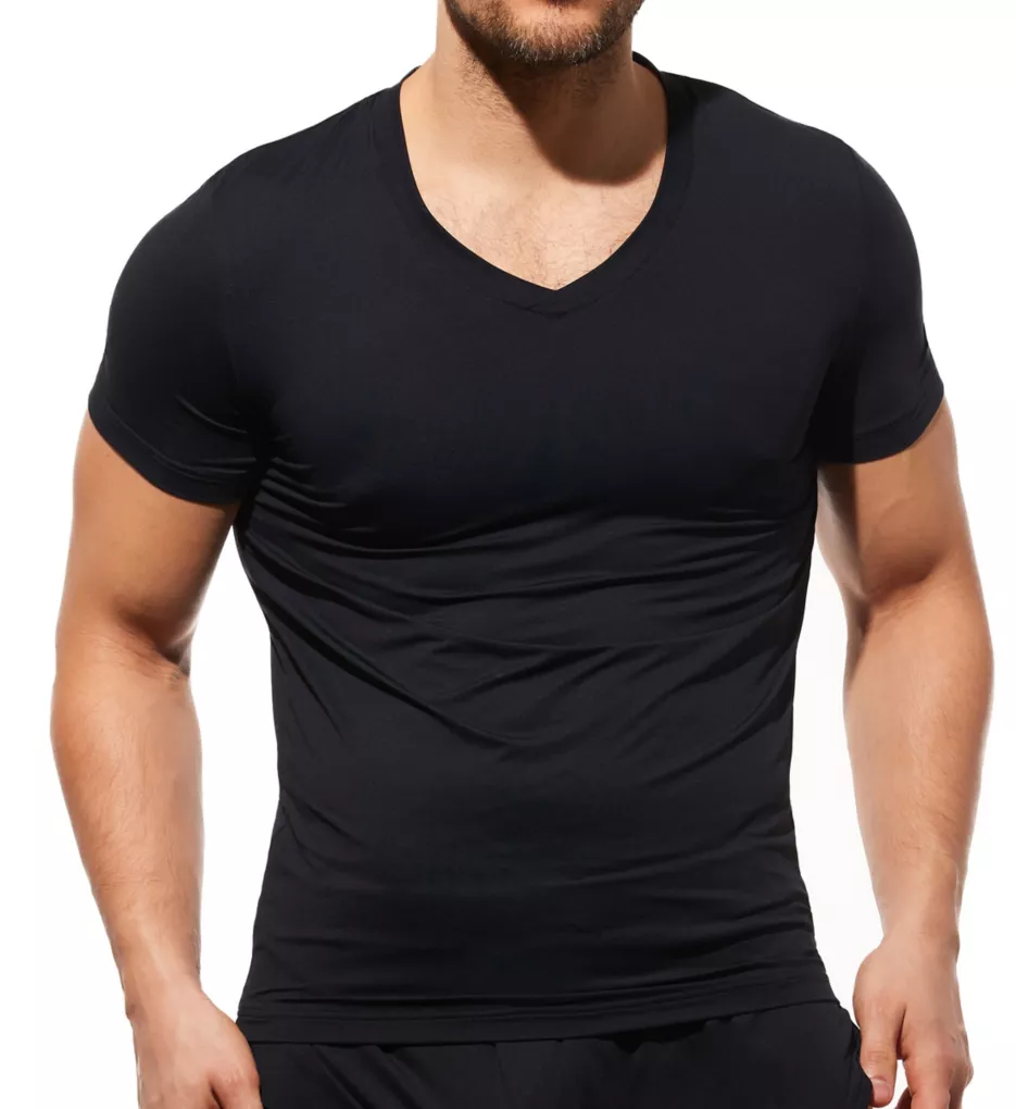 Yoga Breathable V-Neck T-Shirt BLK S