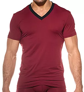 Yoga Breathable V-Neck T-Shirt BURG M