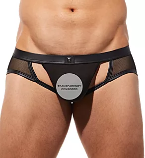 Ring My Bell Crotchless Brief with C-Ring BLK L