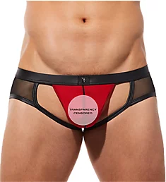 Ring My Bell Crotchless Brief with C-Ring RED S