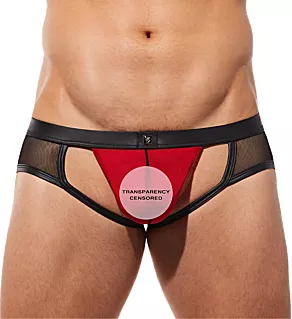 Ring My Bell Crotchless Brief with C-Ring RED M