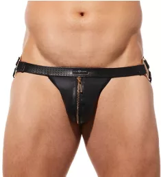 Solid Gold Jockstrap with Functional Zipper BLK L