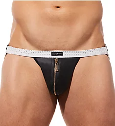 Solid Gold Jockstrap with Functional Zipper WHT S