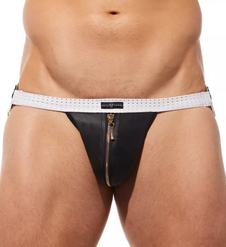 Solid Gold Jockstrap with Functional Zipper WHT S