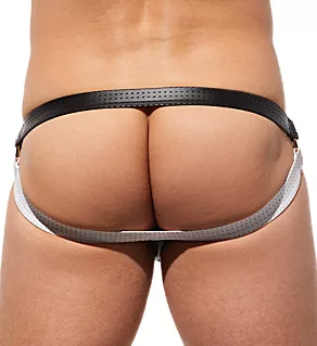 Solid Gold Jockstrap with Functional Zipper WHT S
