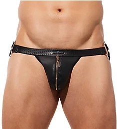 Solid Gold Jockstrap with Functional Zipper