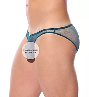 Dragonfly Shiny Sheer Mesh Low Cut Brief Turquoise L