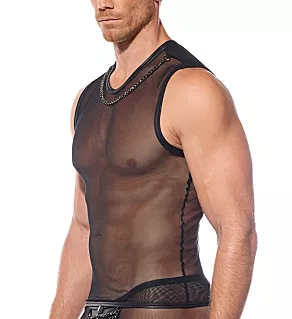 DOM See Through Mesh Muscle Shirt Black L
