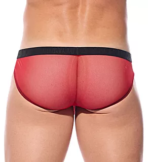 Pleez Me Sheer Mesh Brief Red L