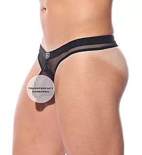 Pleez Me Sheer Mesh Thong Black L