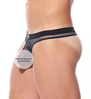Pleez Me Sheer Mesh Thong Navy L