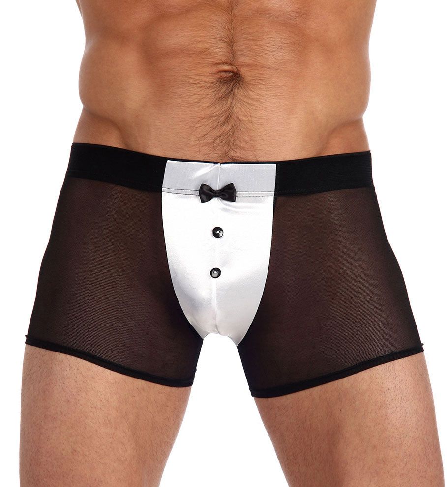 Satin Knit Tuxedo Mesh Boxer