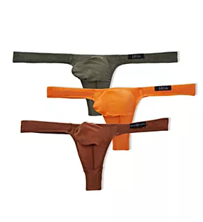 Torridz Hyperstretch Low Rise Thongs - 3 Pack Khaki/Bronze/Orange S
