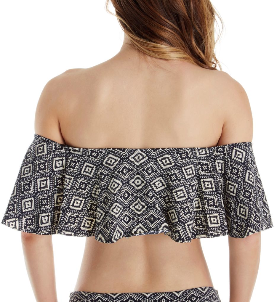 Tribal Ruffle Off The Shoulder Swim Top