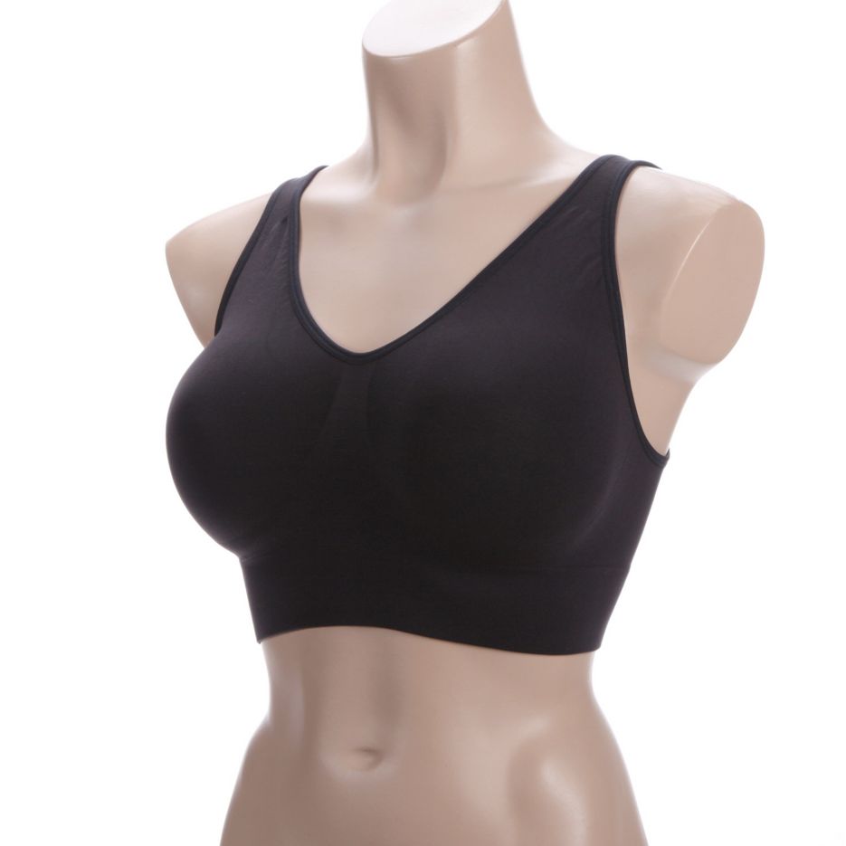 Hanes HC68 Active Cami Pullover WireFree Bra LARGE Black NWT