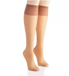 Silk Reflections Plus Silky Sheer Knee High - 2 Pk Barely There O/S