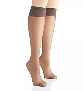 Silk Reflections Plus Silky Sheer Knee High - 2 Pk Barely Black O/S