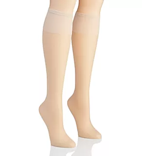 Silk Reflections Plus Silky Sheer Knee High - 2 Pk Travel Buff O/S