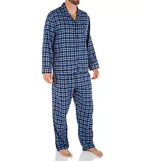 Plaid Flannel Pajama Set BluPP1 M