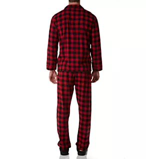 Plaid Flannel Pajama Set Black Plaid L