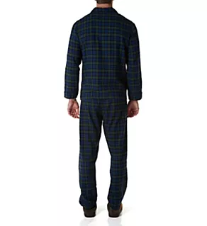 Big Man Plaid Flannel Pajama Set Black Plaid 2XL