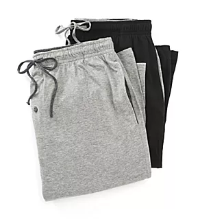 Classics 100% Cotton Knit Pant - 2 Pack Black/Grey L