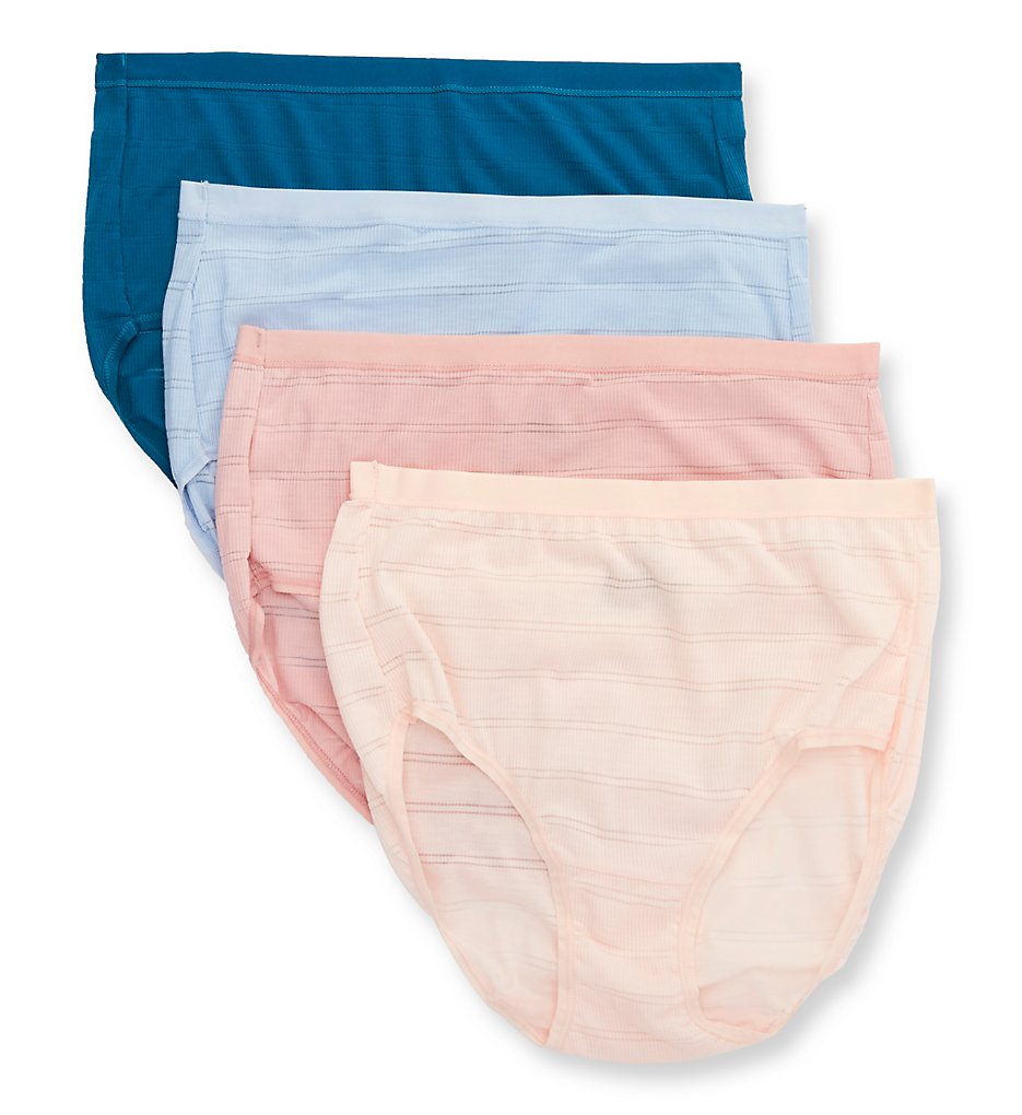 Hanes - Hanes 40CFF4 Ultimate ComfortFlex Fit Brief Panty - 4 Pack (Buff/Blue/Pink/Teal 6)