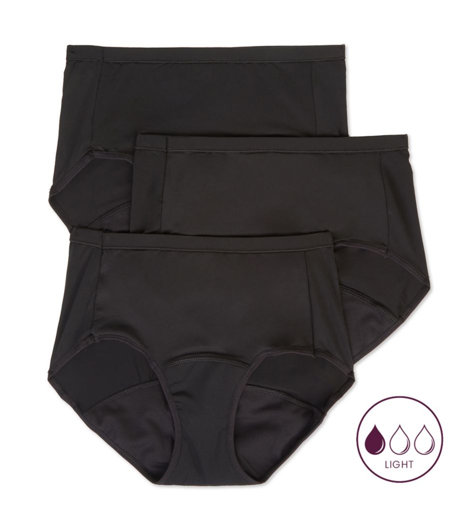 Hanes Women's Comfort Period Light Brief Panty - 3 Pack in Black | Plus Size 7 | HerRoom.com