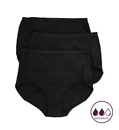 Comfort Period Moderate Brief Panty - 3 Pack BLK/BLK/BLK 6