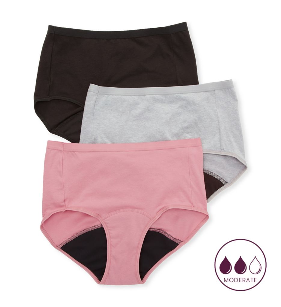Hanes Comfort, Period. Women's Brief Period Underwear, Moderate