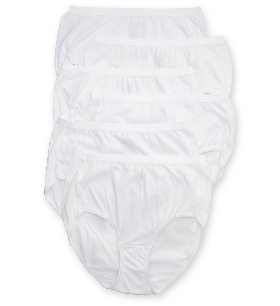 Hanes : Hanes 40H6CC Cotton Brief Panty - 6 Pack (White Pack 9)
