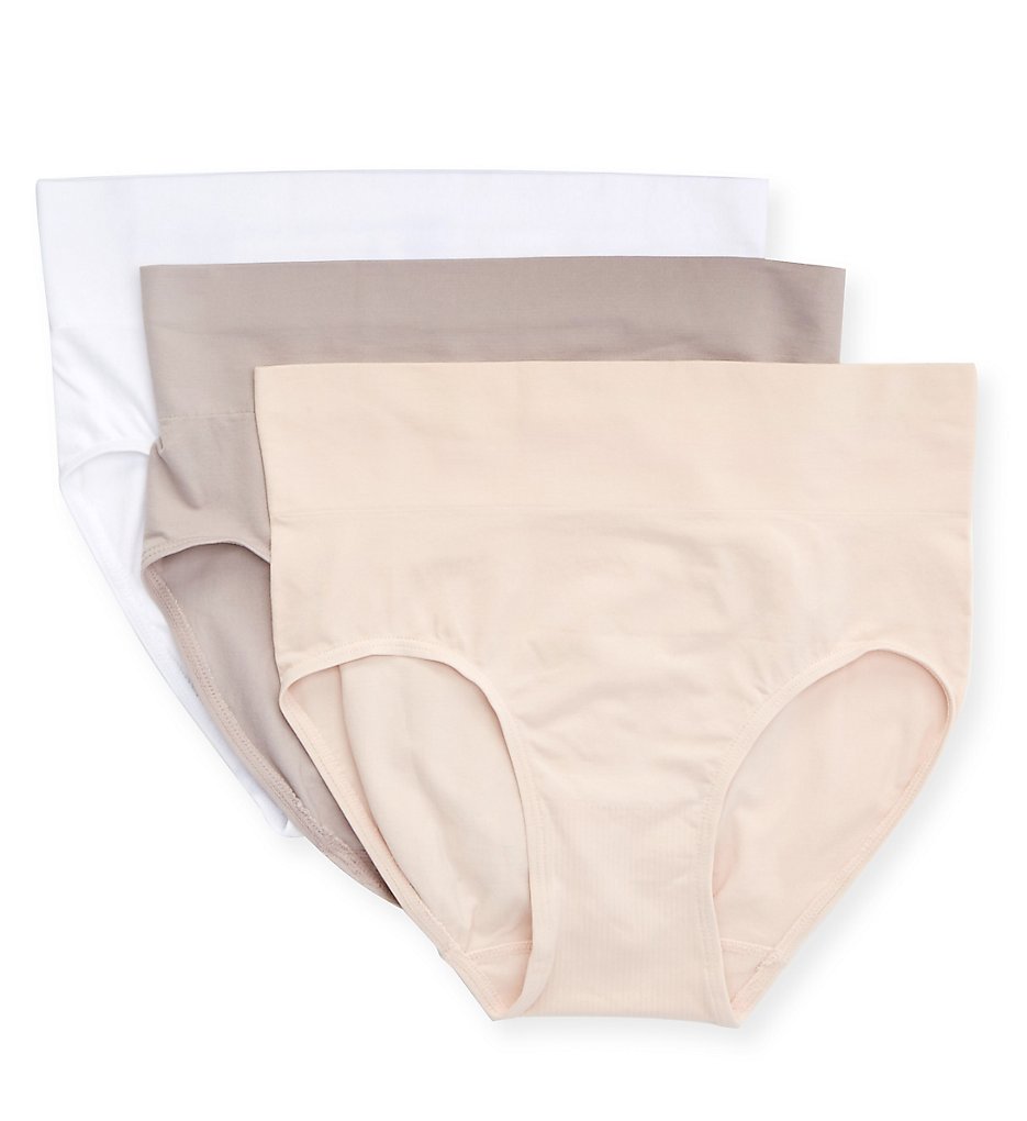Hanes >> Hanes 40USS3 Smoothing Seamless Brief - 3 Pack (White/Sandshell/Steel S)