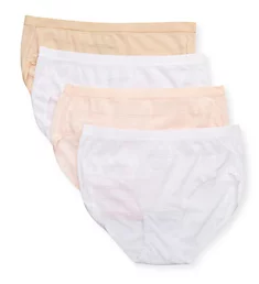 Comfort Flex Fit Hipster Panty - 4 Pack WhiteBuffWhiteTaupe 5