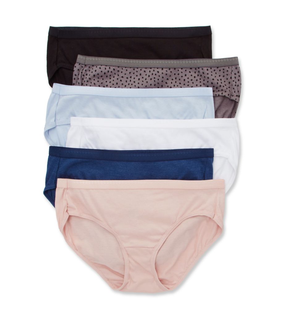 Hanes Women's Cotton Hipster Panty - 6 Pack in White/Navy/Black | Plus Size 9 | HerRoom.com