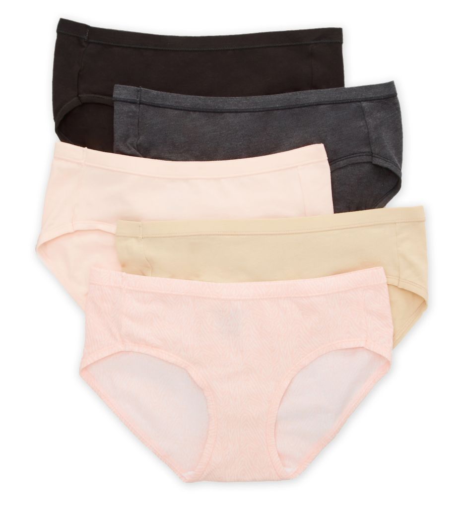 Hanes Women's Cotton Stretch Hipster Panty - 5 Pack in Black/Taupe/Light Buff | Plus Size 8 | HerRoom.com