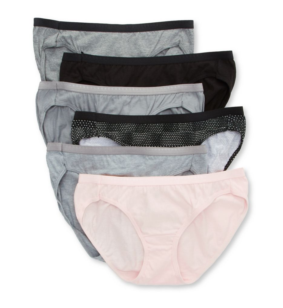 Hanes Women's Cotton Bikini Panty - 6 Pack in Blkconhtrbugresta | Plus Size 7 | HerRoom.com