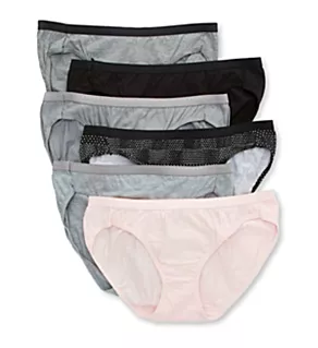 Cotton Bikini Panty - 6 Pack TauWhtNudBufHtrFlwr 5