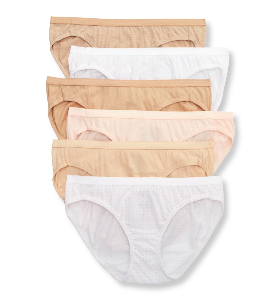 Hanes Women's Cotton Bikini Panty - 6 Pack in Tauwhtnudbufhtrflwr | Plus Size 7 | HerRoom.com