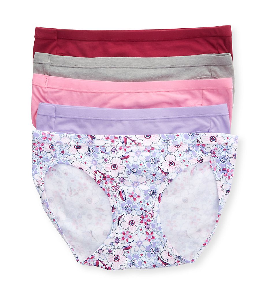 Hanes : Hanes 42W5CS Cotton Stretch Bikini Panty - 5 Pack (Spirited Pink Assorted 5)