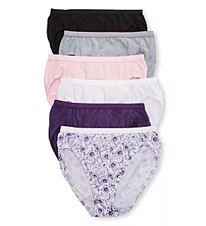 Cotton Hi-Cut Panty - 6 Pack PnkWhtHtrBKPurple 5