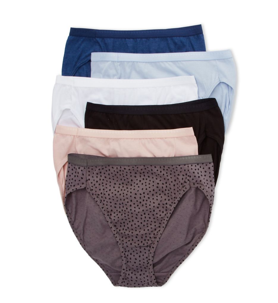 Hanes Women's Cotton Hi-Cut Panty - 6 Pack in White/Navy/Black | Plus Size 7 | HerRoom.com