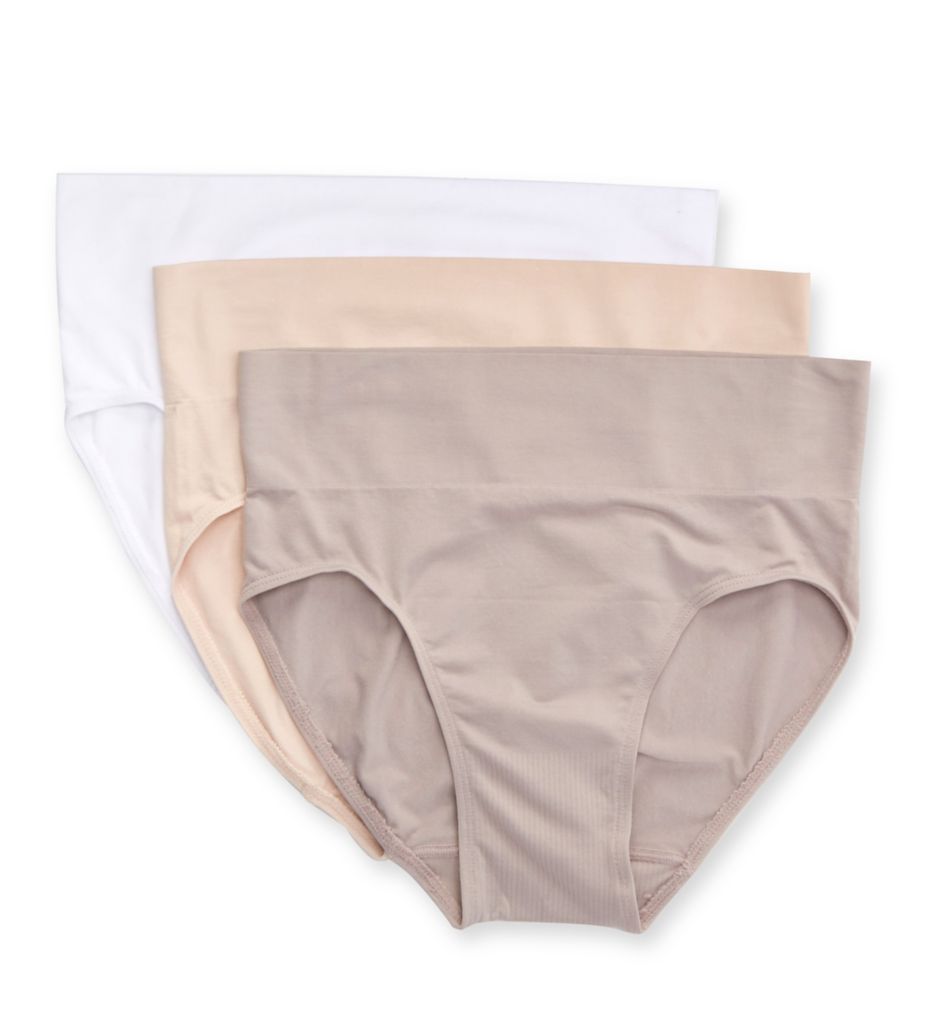 Hanes (2519502): Hanes 43USS3 Smoothing Seamless Hi-Cut Panty - 3 Pack (White/Sandshell/Steel M)