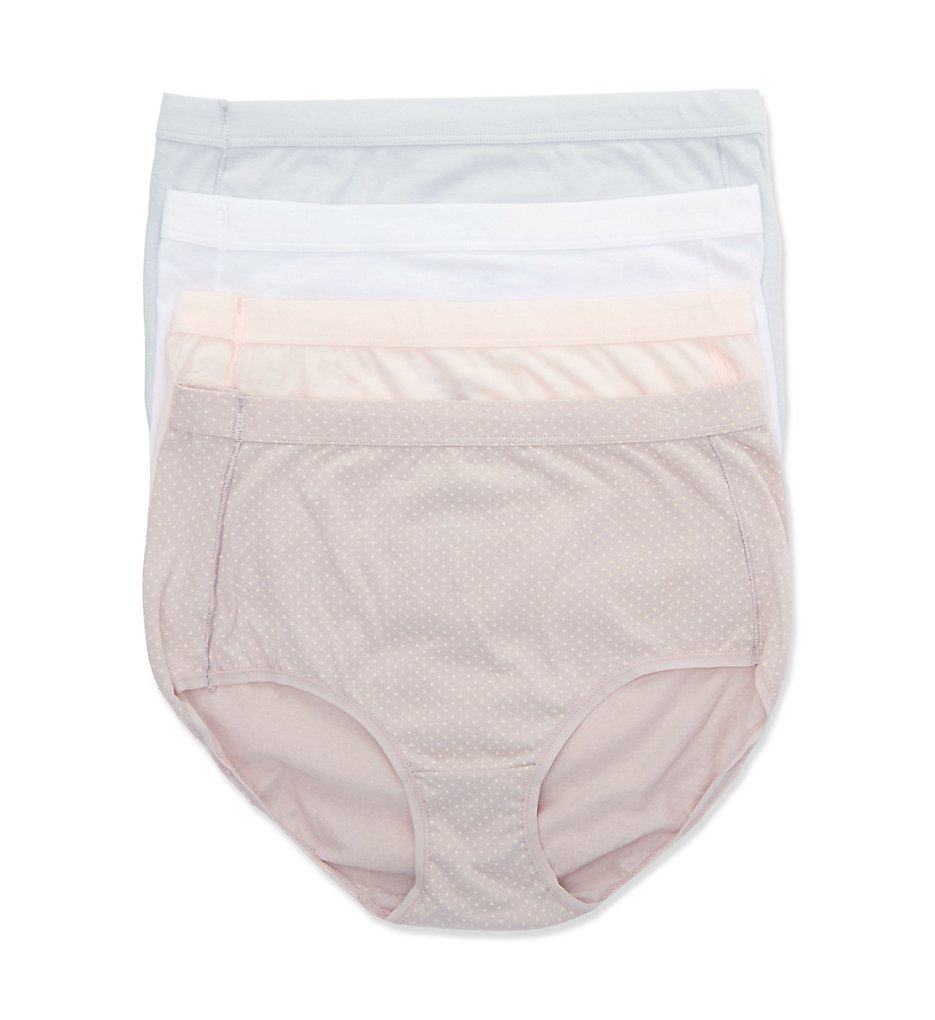 Hanes : Hanes 44HOC4 Pure Organic Full Brief - 4 Pack (WhiteGlossBuffSterling 9)
