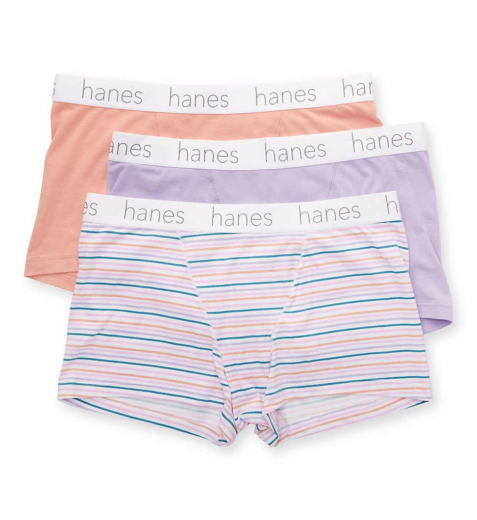 Hanes - Hanes 45UCBB Classic Boxer Brief Panty - 3 Pack (Lilac/Orange/Stripe XL)
