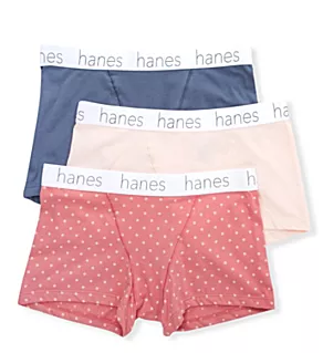 Cotton Blend Boxer Brief Panty - 3 Pack Blue/Buff/Pink S