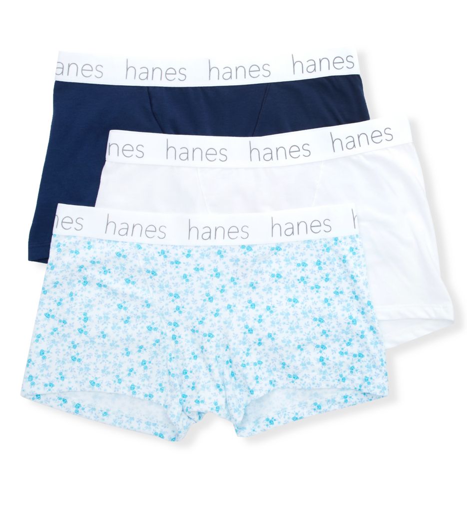 Women's Hanes 45UCBB Classic Boxer Brief Panty - 3 Pack  (Lilac/Orange/Stripe S) 