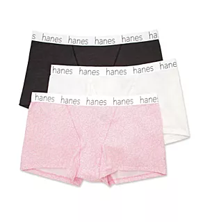 Cotton Blend Boxer Brief Panty - 3 Pack White/Whimsy Leaf/Grey 2X