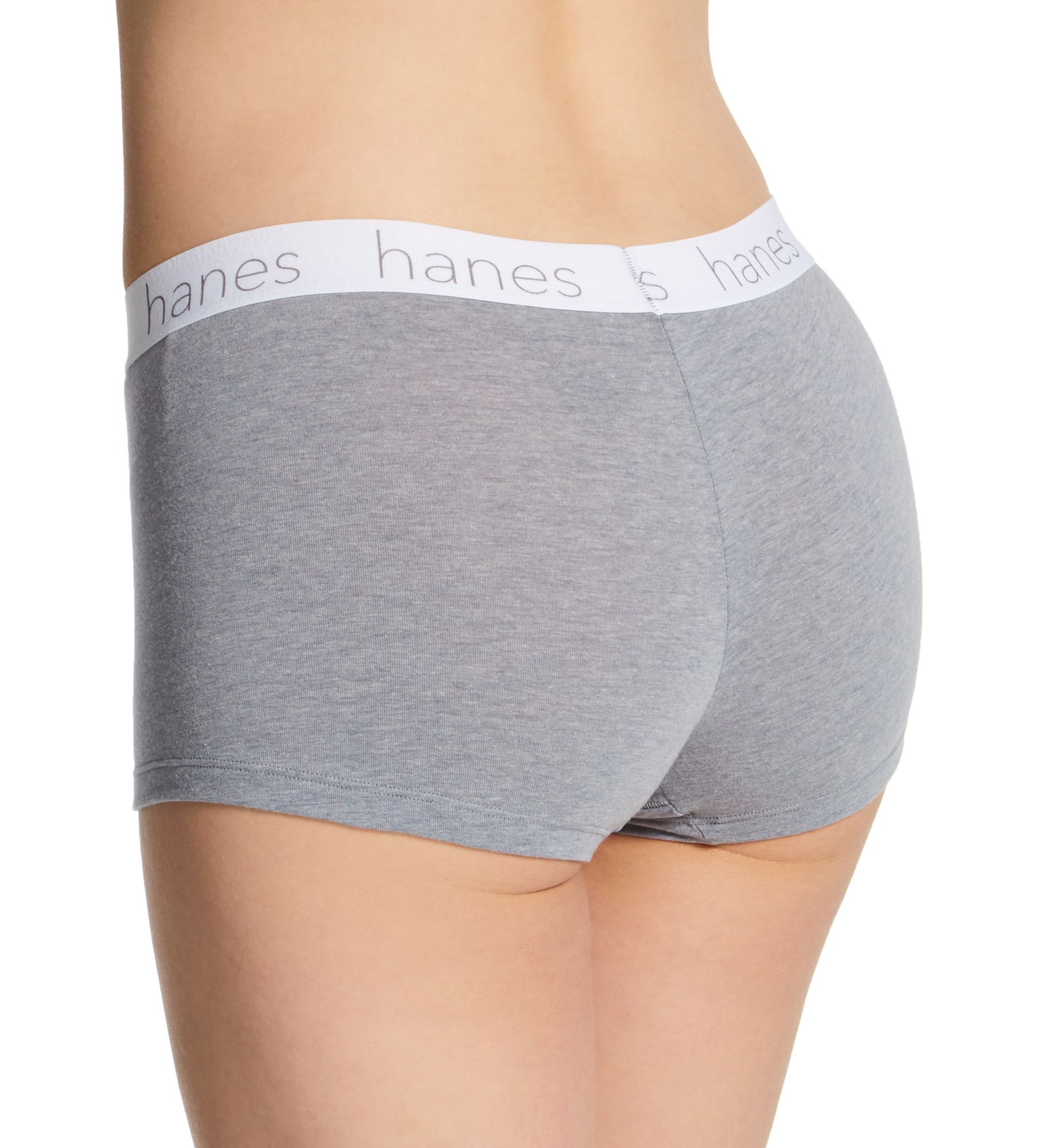 Hanes Cotton Blend Boxer Brief Panty - 3 Pack Heather/Stripe/Black M  - Image 2