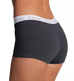 Cotton Blend Boxer Brief Panty - 3 Pack White/Whimsy Leaf/Grey 2X