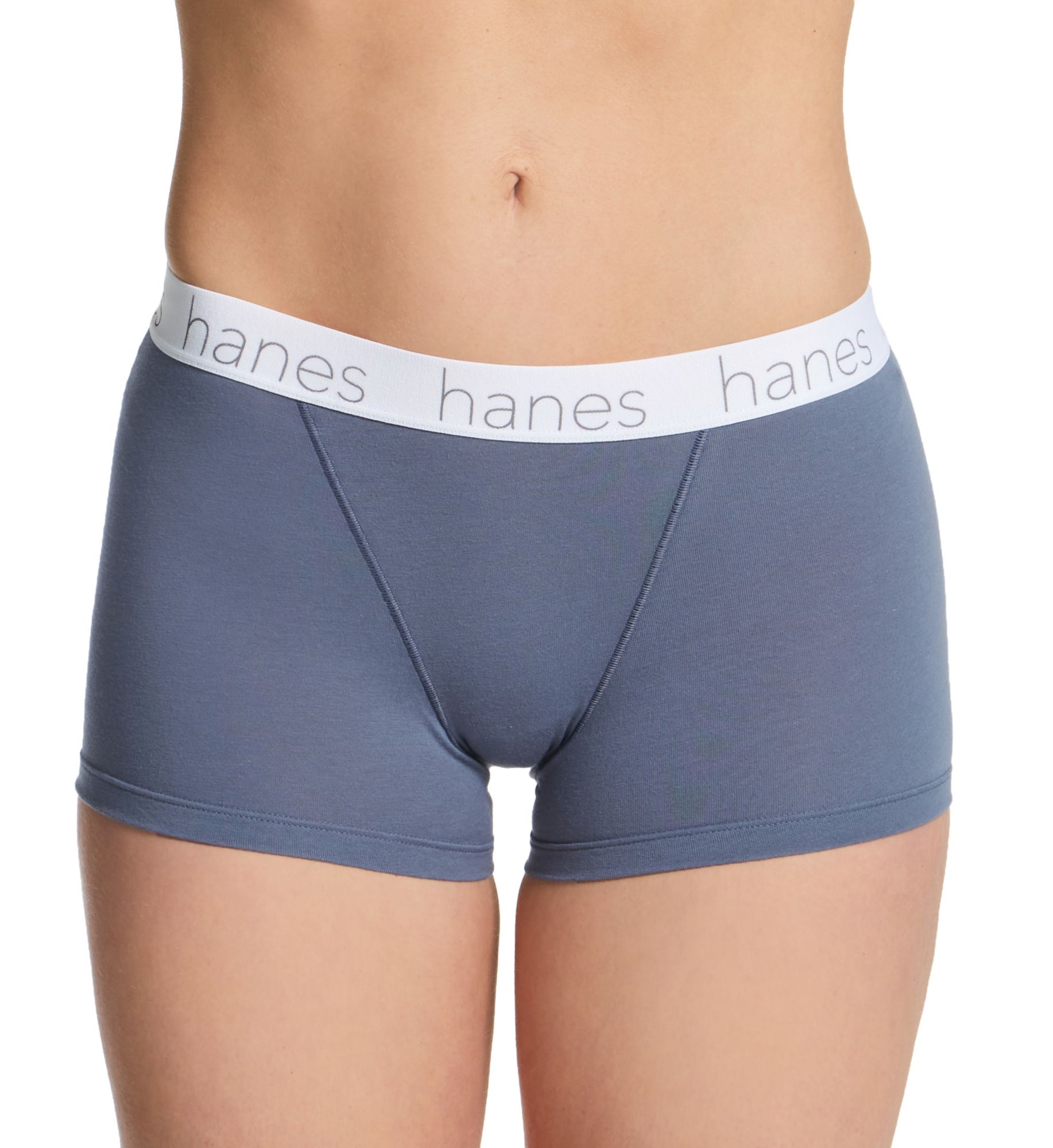 Hanes Cotton Blend Boxer Brief Panty - 3 Pack Blue/Buff/Pink M  - Image 1